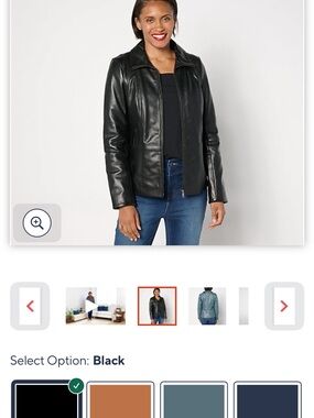 Denim&Co Black Leather Zip-Front Jacket for Women